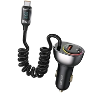 Ładowarka samochodowa USAMS CC192CC01 1 x USB-A  + 1 x USB-C 60 W + kabel USB-C 30 W Czarna - Black