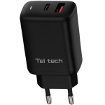 Ładowarka sieciowa Teltech TCH-05 65 W 1 x USB-C + 1 x USB-A Czarna - Black