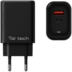 Ładowarka sieciowa Teltech TCH-05 65 W 1 x USB-C + 1 x USB-A Czarna - Black