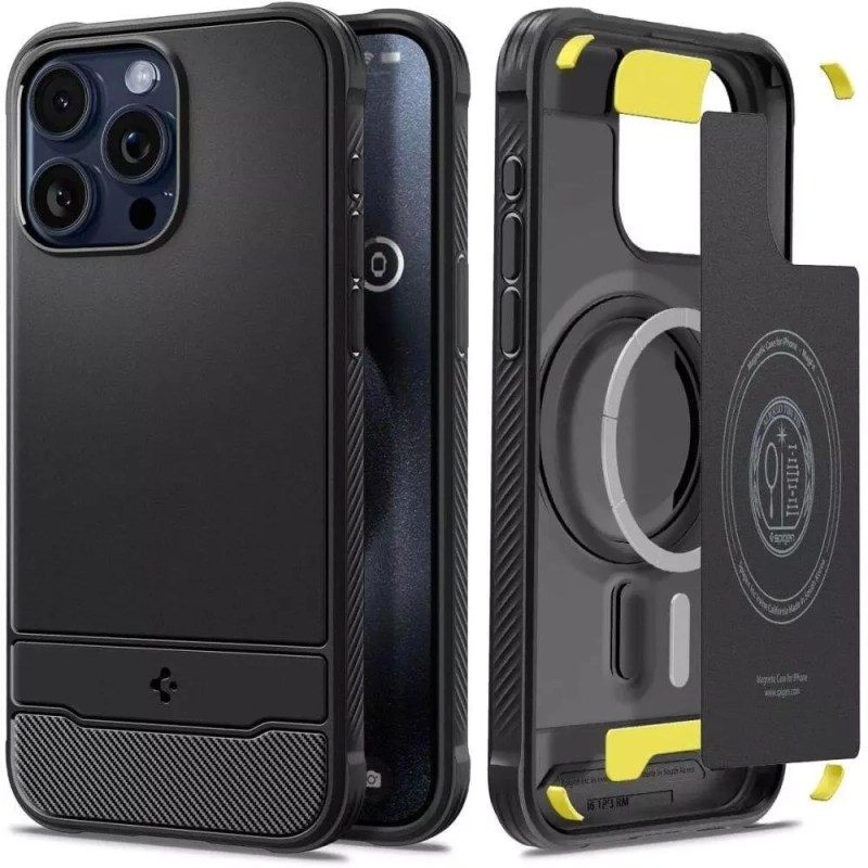 Etui Spigen Rugged Armor Mag Magsafe iPhone 15 Pro Matte Black Czarny Case