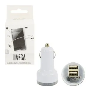 Ładowarka samochodowa do telefonu 2x USB VEGA biała