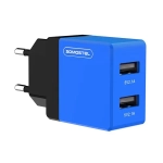Ładowarka sieciowa DUAL USB 2A Somostel niebieska + kabel Micro USB 2
