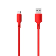 Kabel USB - micro USB 3A Quick Charger 1,2m POWERLINE SMS-BP06 MACARON Somostel czerwony