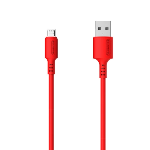 Kabel USB - micro USB 3A Quick Charger 1,2m POWERLINE SMS-BP06 MACARON Somostel czerwony
