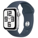 Apple Watch SE (2023) GPS 44mm koperta aluminiowa Silver + pasek Storm Blue Sport Band M/L
