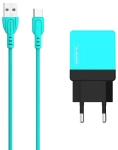 Ładowarka sieciowa do telefonu DUAL USB 2A Somostel + kabel USB-C miętowa