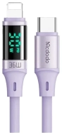 Kabel USB-C - Lightning 36 W z wyświetlaczem Mcdodo fioletowy