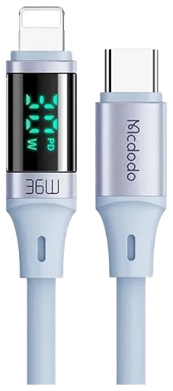 Kabel USB-C do lightning Mcdodo 36 W z wyświetlaczem niebieski