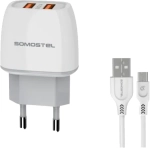 Ładowarka sieciowa Somostel Dual USB SMS-A38 + kabel USB-C biała