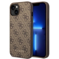 Guess GUHCP14SG4GFBR iPhone 14 / 15 / 13 6.1" brązowy/brown hard case 4G Metal Gold Logo