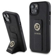 Guess GUHCP15SPGSSADK iPhone 15 / 14 / 13 6.1" czarny/black hardcase Grip Stand 4G Saffiano Strass