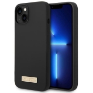 Guess GUHMP14MSBPLK iPhone 14 Plus / 15 Plus 6.7" czarny/black hard case Silicone Logo Plate MagSafe
