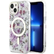 Guess GUHMP14SHCFWST iPhone 14 / 15 / 13 6.1" transparent hardcase Flower MagSafe
