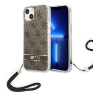 Guess GUOHCP14SH4STW iPhone 14 / 15 / 13 6.1" brązowy/brown hardcase 4G Print Strap