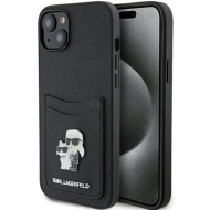 Karl Lagerfeld KLHCP15SSAPKCNPK iPhone 15 / 14 / 13 6.1" czarny/black hardcase Saffiano Cardslot Karl&Choupette Metal Pin