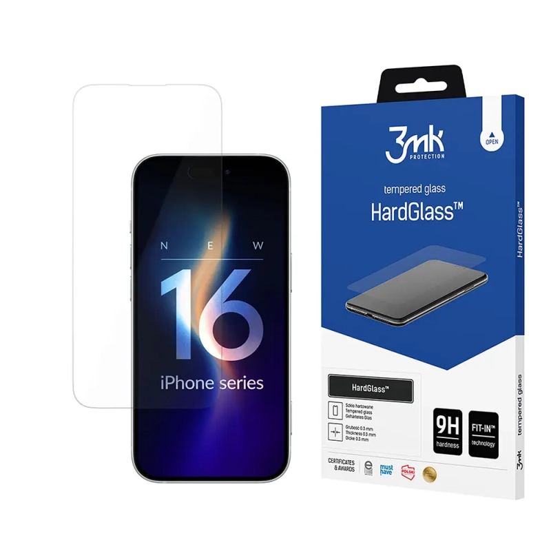 Szkło hartowane na iPhone 16 Plus 3mk HardGlass