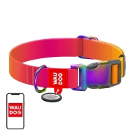 Obroża nylonowa z kodem QR dla psa Waudog gradient, pomarańczowa , rozmiar L