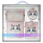 Nimmy Zestaw 3w1 torebka na telefon plus portfel plus etui na lokalizator rozowy-pink Big Eyed Pet 2.0 Cat-1.webp