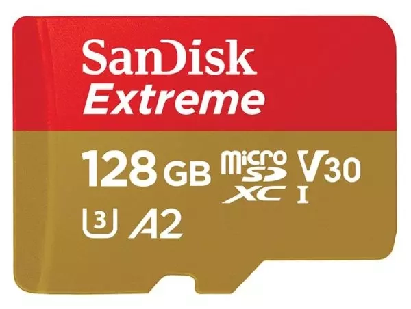Karta pamięci Sandisk Extreme microSDXC 128 GB A2 C10 V30 UHS-I U3 ActionCam (160 MB/s) + Adapter SD