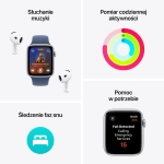 Apple Watch SE (2024) GPS 40mm koperta aluminiowa Silver + pasek Sport Band S/M Denim