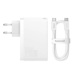 Ładowarka Baseus GaN5 Pro 2xUSB-C + USB Biała - Moon White