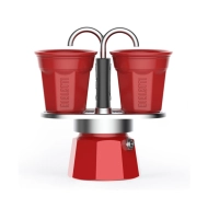 Kawiarka Bialetti Mini Express 2tz + 2 filiżanki Czerwona - Red