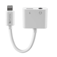 Adapter rozdzielacz audio i ładowania Lightning na Lightning i AUX 3.5 mm Biały - White