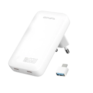 Ładowarka sieciowa 4smarts FlatPlug SlimDual 65 W 2x USB-C Biała - White