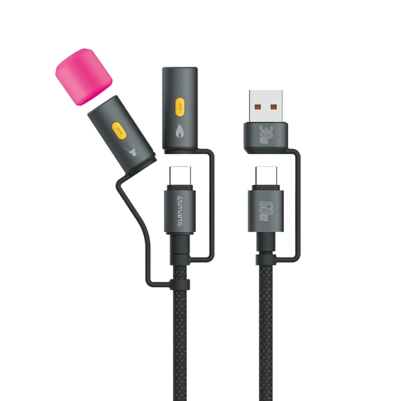 Kabel USB-C 4w1 4smarts Explorer Czarny - Black