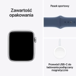 Apple Watch SE (2024) GPS 44mm koperta aluminiowa Silver + pasek Denim Sport Band S/M
