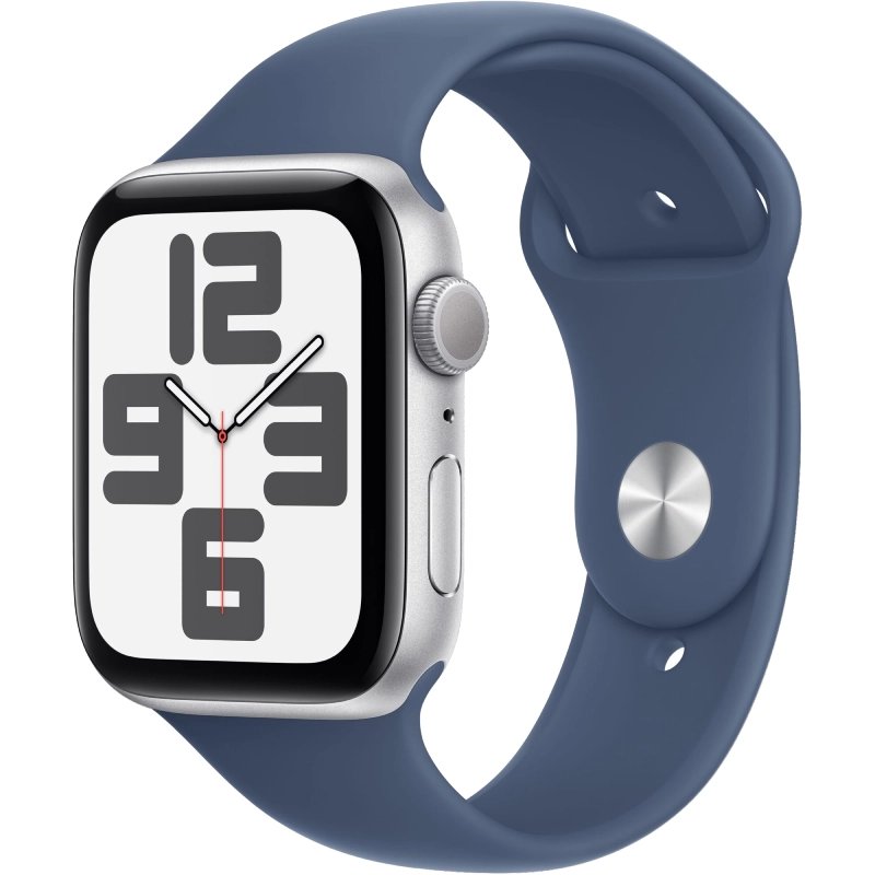 Apple Watch SE (2024) GPS 40mm koperta aluminiowa Silver + pasek Sport Band S/M Denim