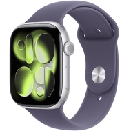 Apple Watch Series 11 (2025) GPS 46mm koperta aluminiowa Silver + pasek Furple Fog Sport Band S/M