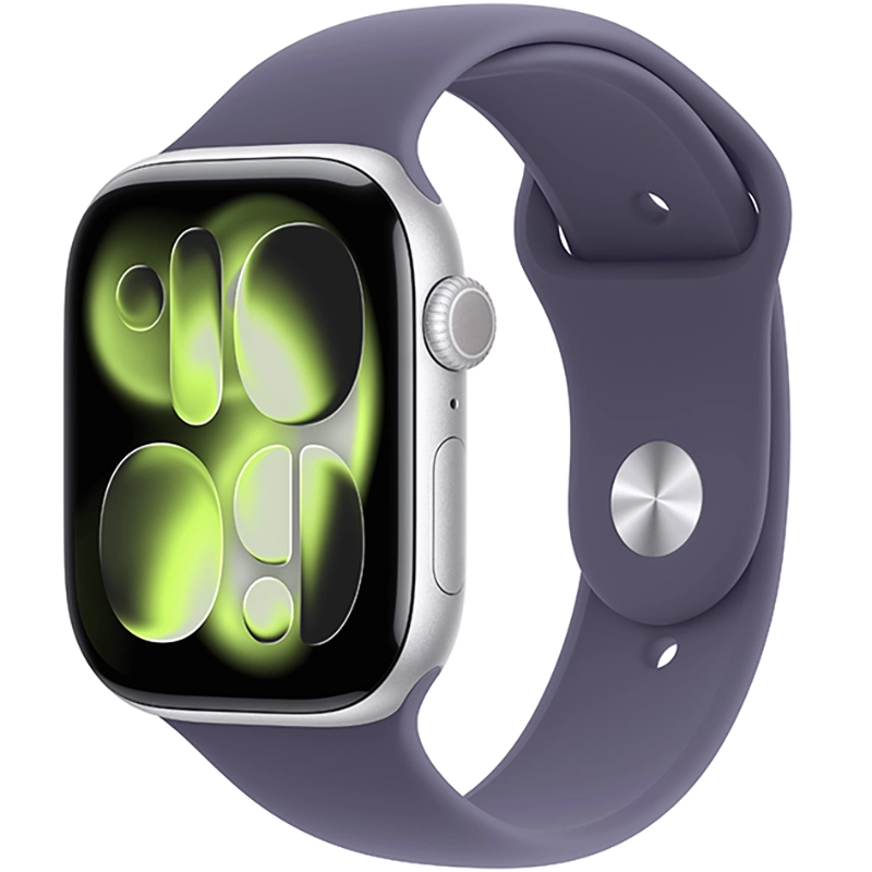 Apple Watch Series 11 (2025) GPS 46mm koperta aluminiowa Silver + pasek Furple Fog Sport Band S/M