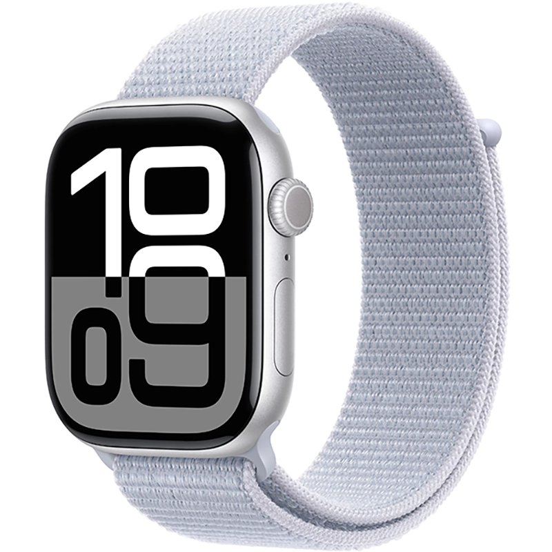 Apple Watch Series 10 (2024) GPS 42 mm koperta aluminiowa Silver + pasek Blue Cloud Sport Loop