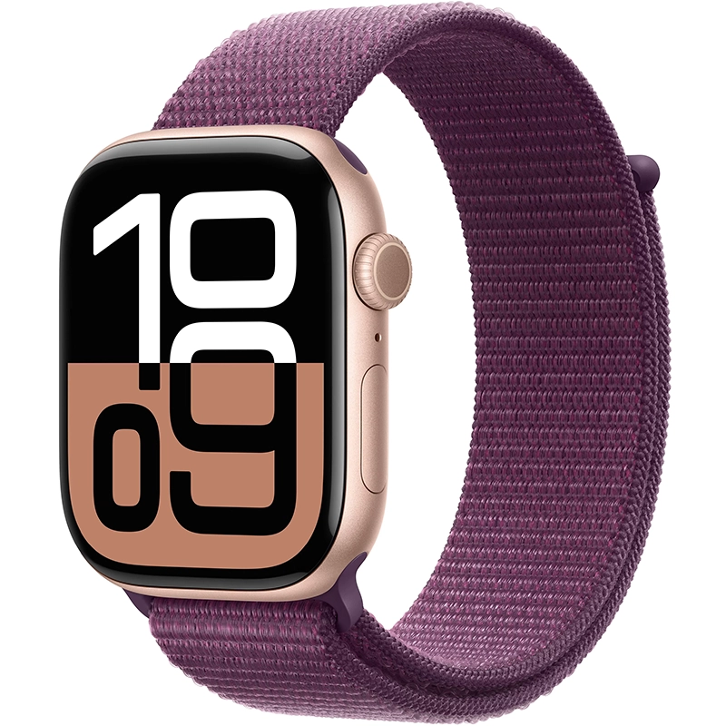 Apple Watch Series 10 (2024) GPS 42 mm koperta aluminiowa Rose Gold + pasek Plum Sport Loop