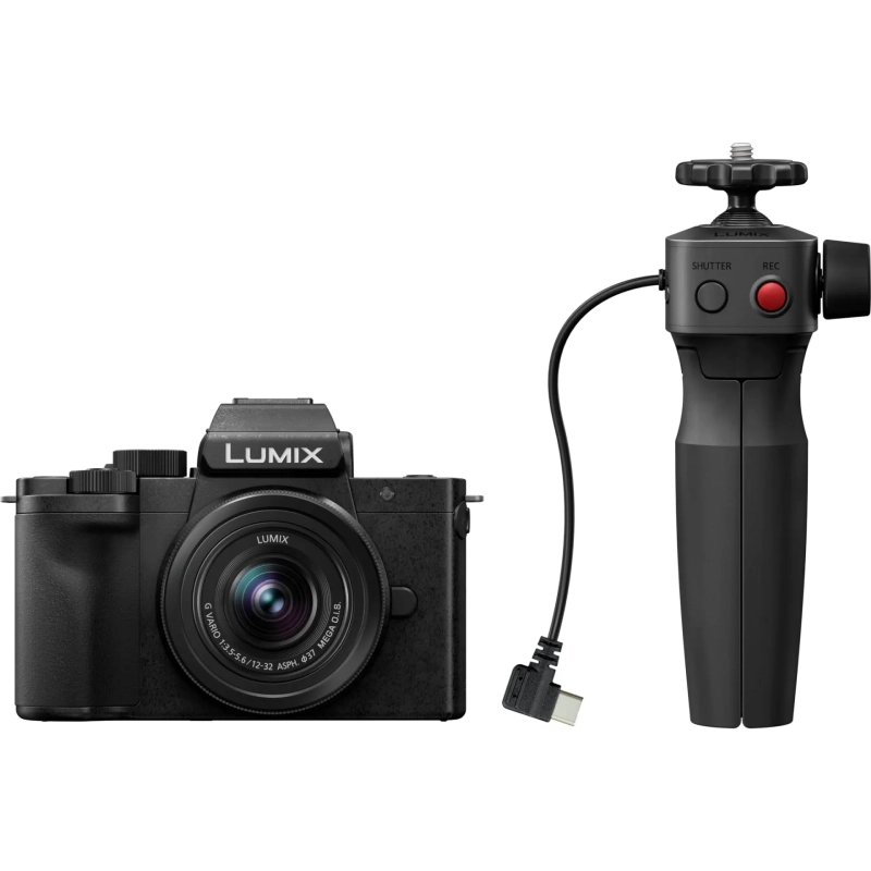 Aparat bezlusterkowy Panasonic Lumix DC-G100D + obiektyw H-FS12032 + uchwyt statywu DMW-SHGR2 Czarny - Black
