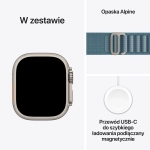 Apple Watch Ultra 3 (2025) GPS + Cellular 49mm koperta tytanowa Natural + pasek Light Blue Alpine Loop M