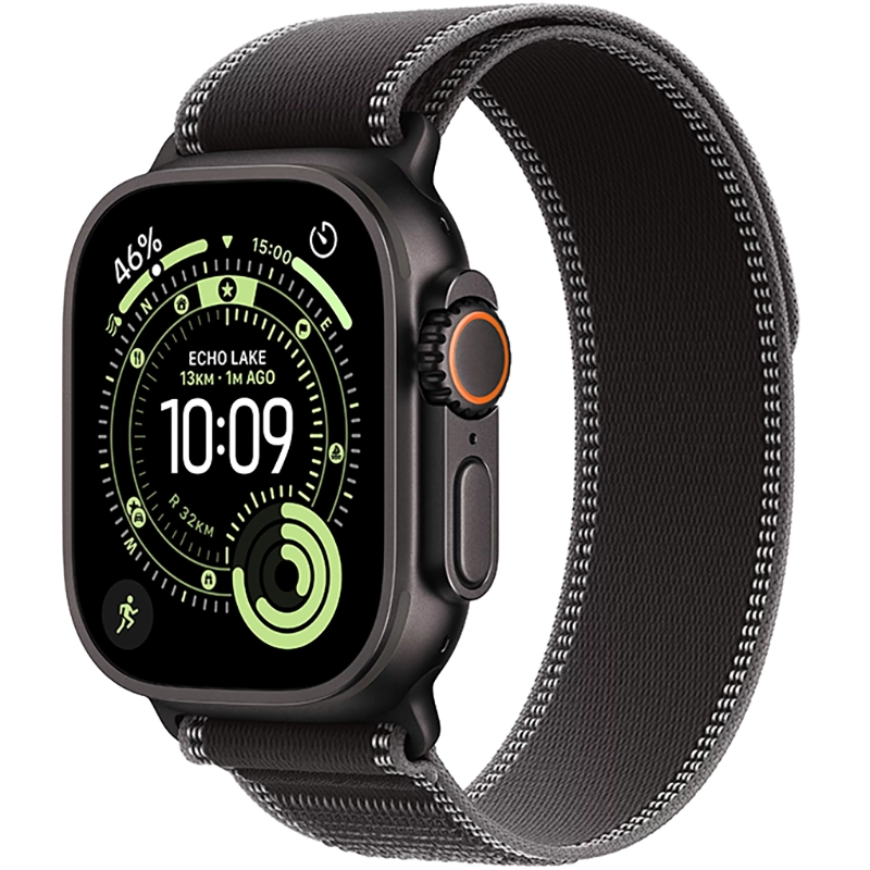 Apple Watch Ultra 3 (2025) GPS + Cellular 49mm koperta tytanowa Black + pasek Black/Charcoal Trail Loop S/M