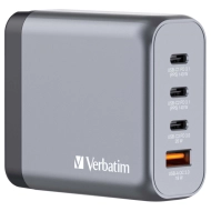 Ładowarka sieciowa Verbatim 32203 GaN GNC-140 W 3xUSB-C/USB-A + Adapter EU/UK/US Szara - Gray