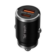 Ładowarka samochodowa Teltech 30 W 1x USB-C 1x USB-A Czarna - Black