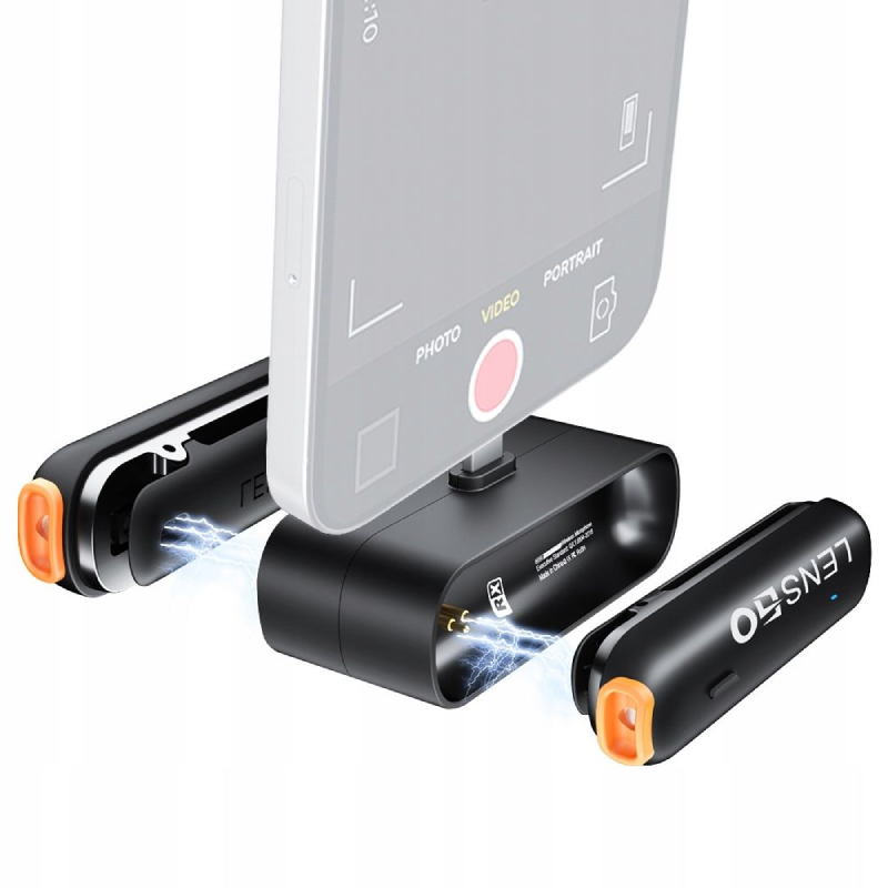 Mikrofon krawatowy LensGo 518C Mini Lightning 2 szt. Czarny - Black