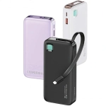 Powerbank USAMS US-CD225 Lightning Retractable 10000 mAh 20 W Fioletowy - Purple