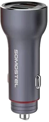 Ładowarka samochodowa Somostel DUAL USB SMS-A89 + kabel USB-C- szara