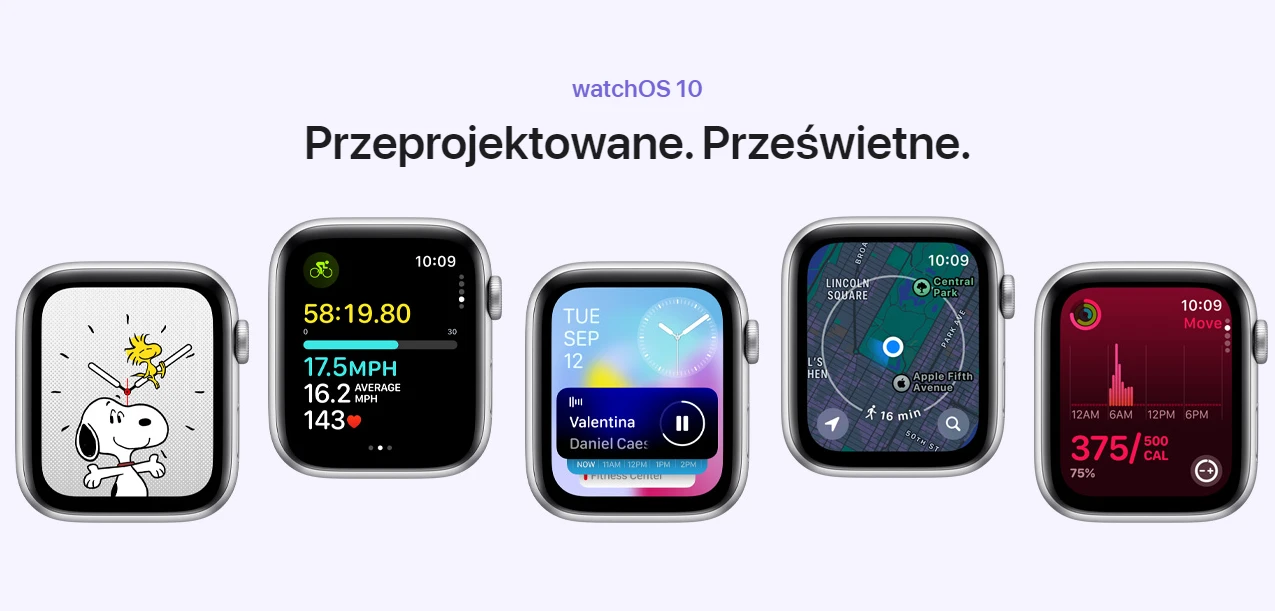 Apple Watch SE V2 GPS 44 mm koperta z aluminium w kolorze srebrnym z opaską sportową w kolorze zimowego błękitu